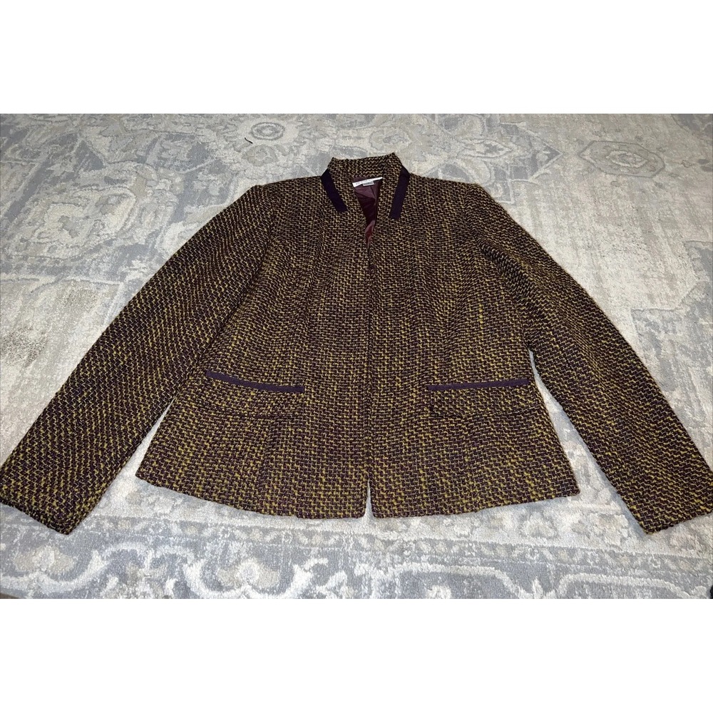 Pendleton Gold Purple Multi Blazer Tweed Zip Closure Career Womens Size 12